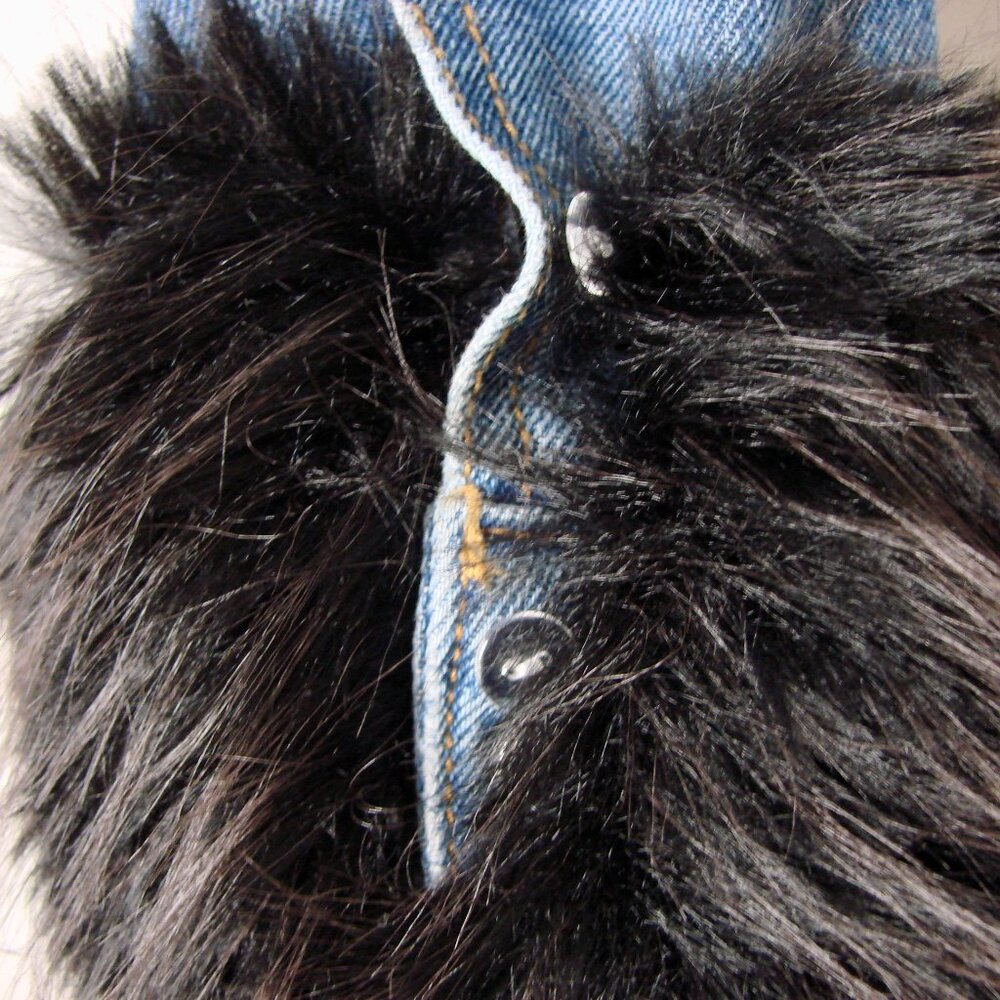 Anthropologie Avec Les Filles Denim Jean Jacket Faux Fur Trim Size Small NEW - Picture 15 of 15
